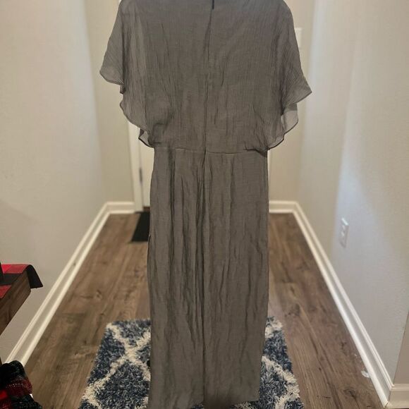 Keepsake jumpsuit with flutter sleeves in a textured gray fabric, size Small - Picture 2 of 14